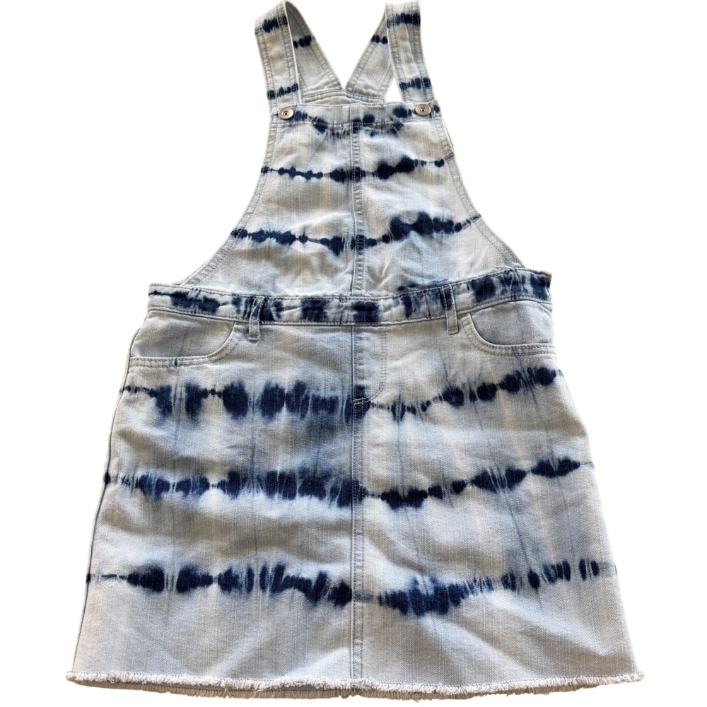 The Children's Place Skirtails Girls 12 Blue Tie Dye Denim Pinafore Skirt - Picture 2 of 9